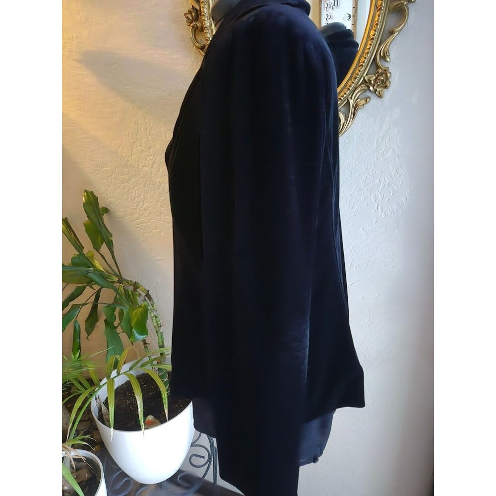 Stephanie Andrews Black Velvet Blazer Jacket Size 14 - Picture 4 of 5